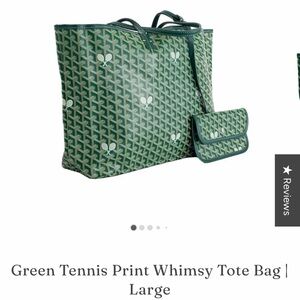 Whimsy Green Tennis Print Tote Bag